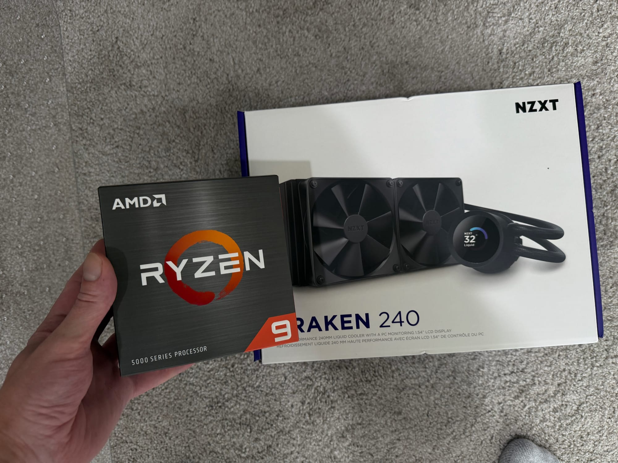 photo of amd ryzen 9 3900x and nzxt kraken 240