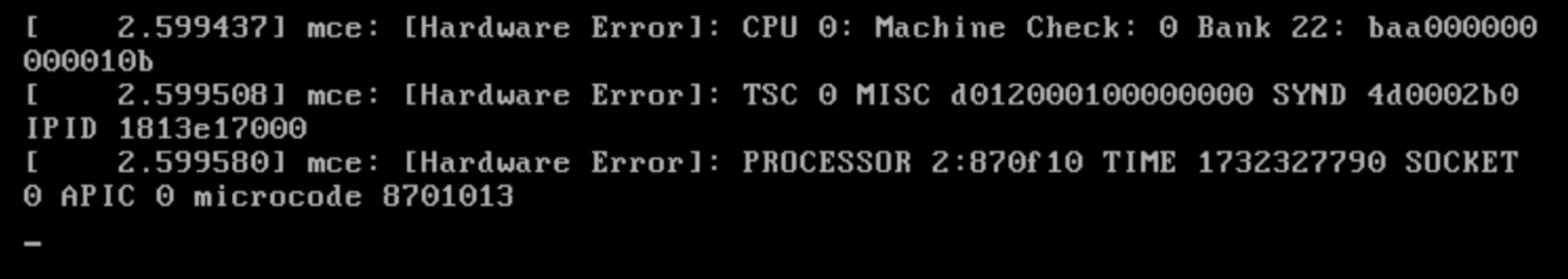 screenshot of boot errors on proxmox host